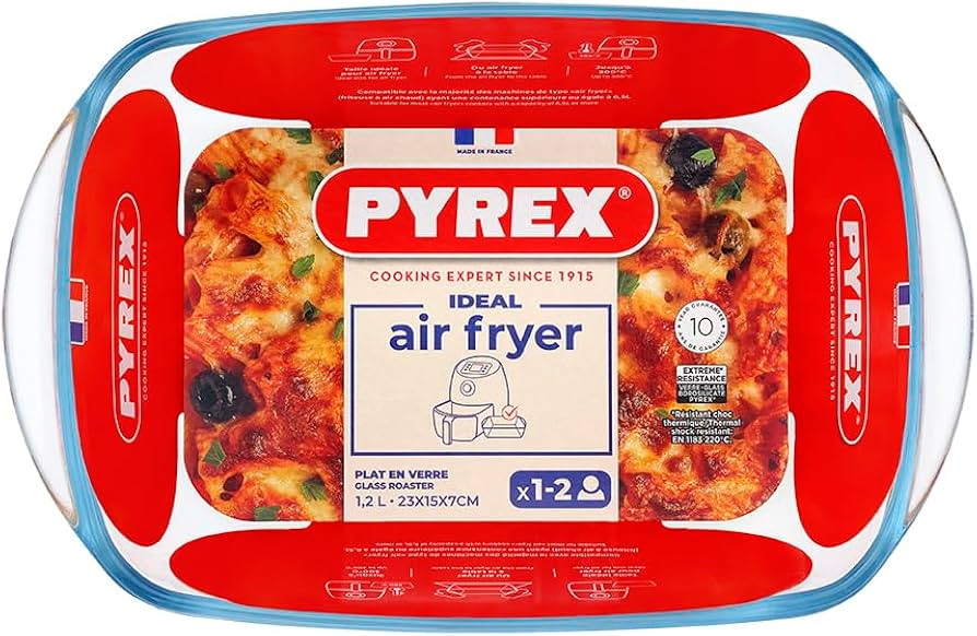 تابه مسطتیل پیرکس فرانسه مخصوص سرخ‌کن بدون روغن و فر (Air Fryer) حجم ۱.۲ لیتر