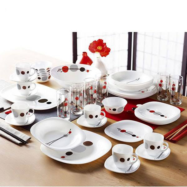 سرویس ۴۴ پارچه آرکوپال لومینارک فرانسه قالب نیوکارین طرح کیوکو سفید