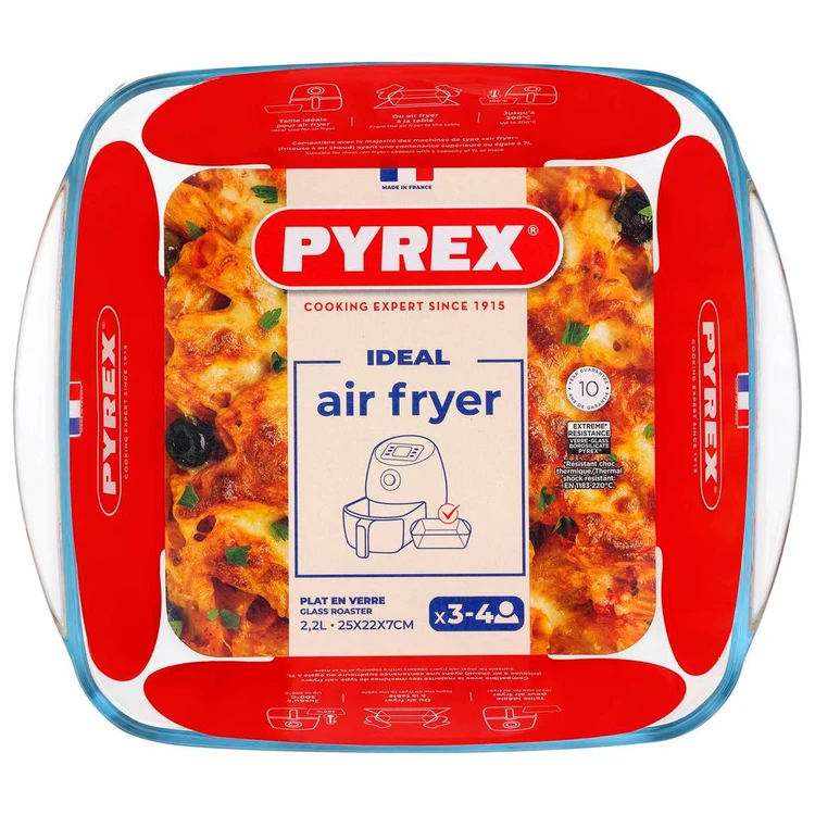تابه پیرکس فرانسه مخصوص سرخ‌کن بدون روغن و فر (Air Fryer) حجم ۲.۲ لیتر