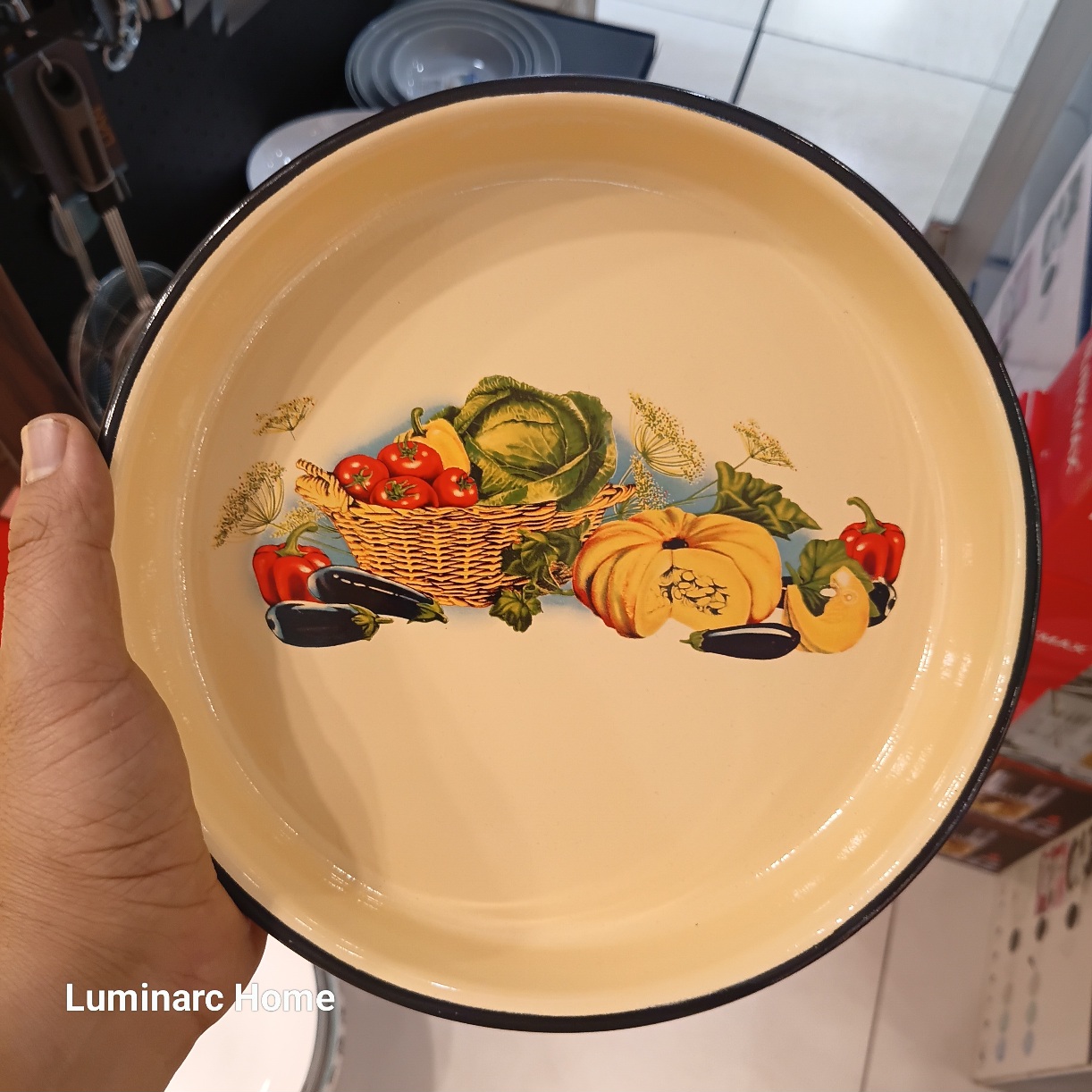 بشقاب بزرگ لعابی روسی طرح کدو قطر ۲۴ سانتی‌متر
